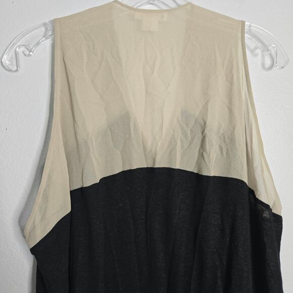 Helmut Lang Dropah Linen Blend Sleeveless Colorblock Tunic Top Size P / S Black - Picture 5 of 10